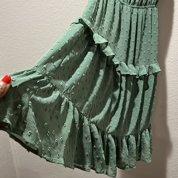 monteau boho high neck polka dot textured tier dress womens size small - Picture 6 of 11